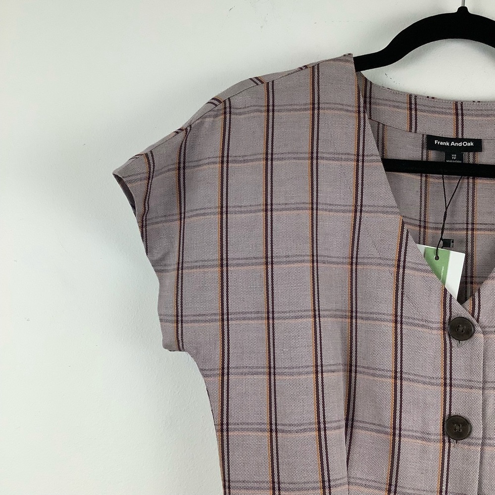 NWT Frank and Oak Linen-Tencel Plaid Midi Dress - Picture 6 of 7